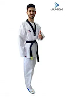 JUMOK SİYAH YAKA TAEKWONDO FİTİLLİ ELBİSE